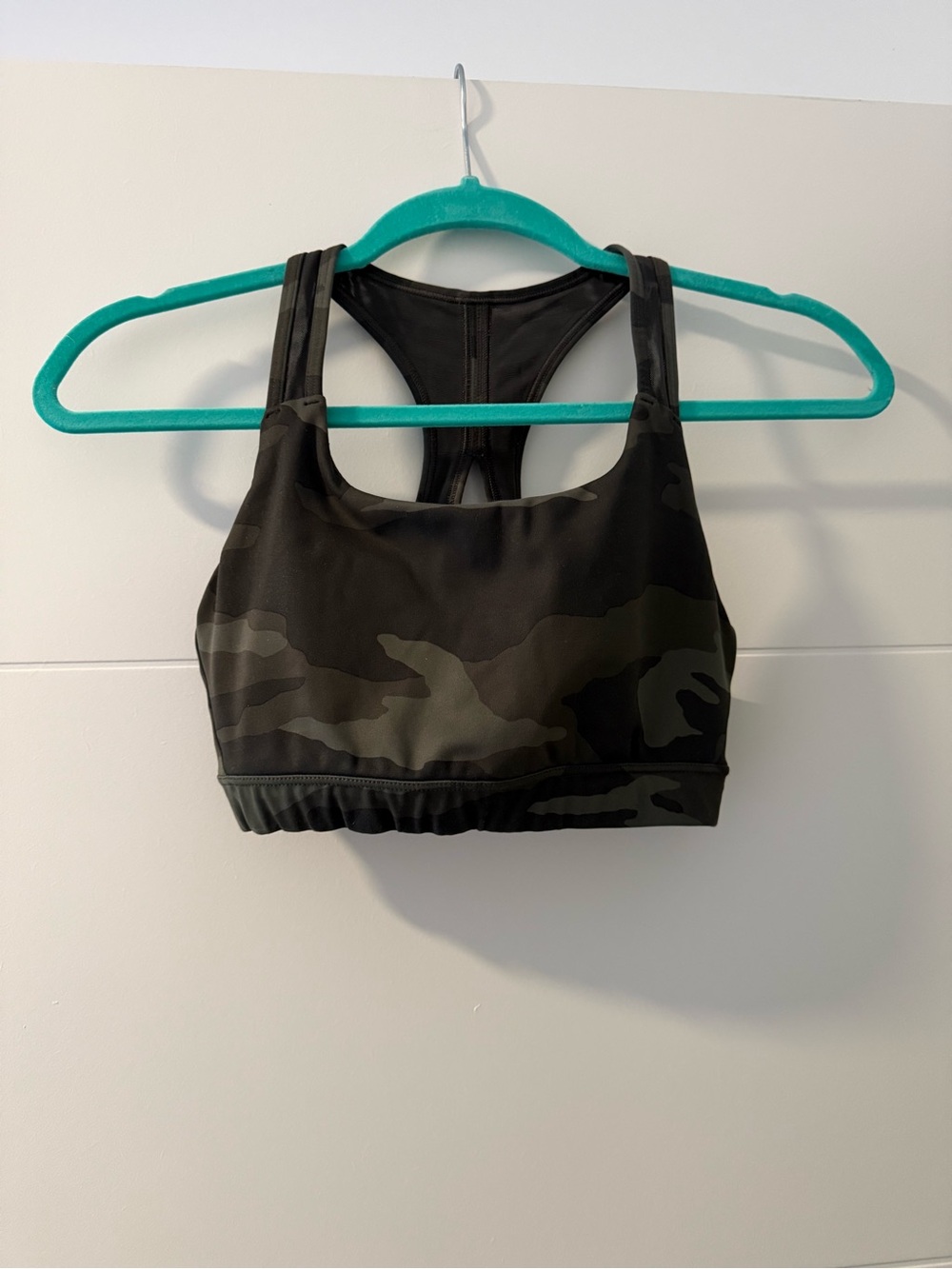 Athleta Black Olive Camo Racerback Sports Bra